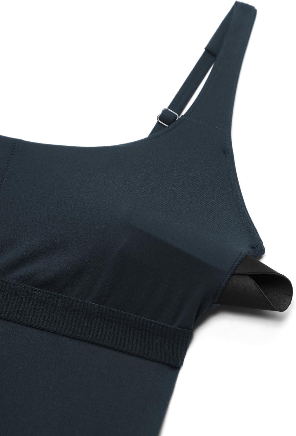 imageCRZ YOGA Square Neck Maxi Dress for Women Flowy Sleeveless Padded Travel Casual Outfits with Side PocketsTrue Navy