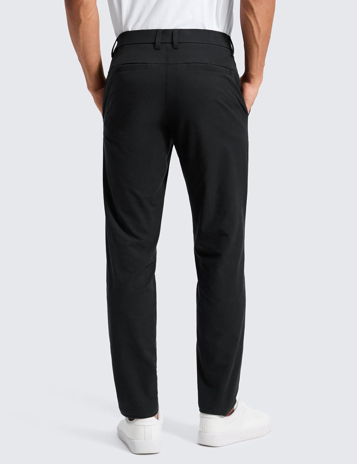 imageCRZ YOGA Stretch Cotton Chino Pants for Men 32quot Breathable Work Casual Athletic Fit Twill Trousers with PocketsBlack