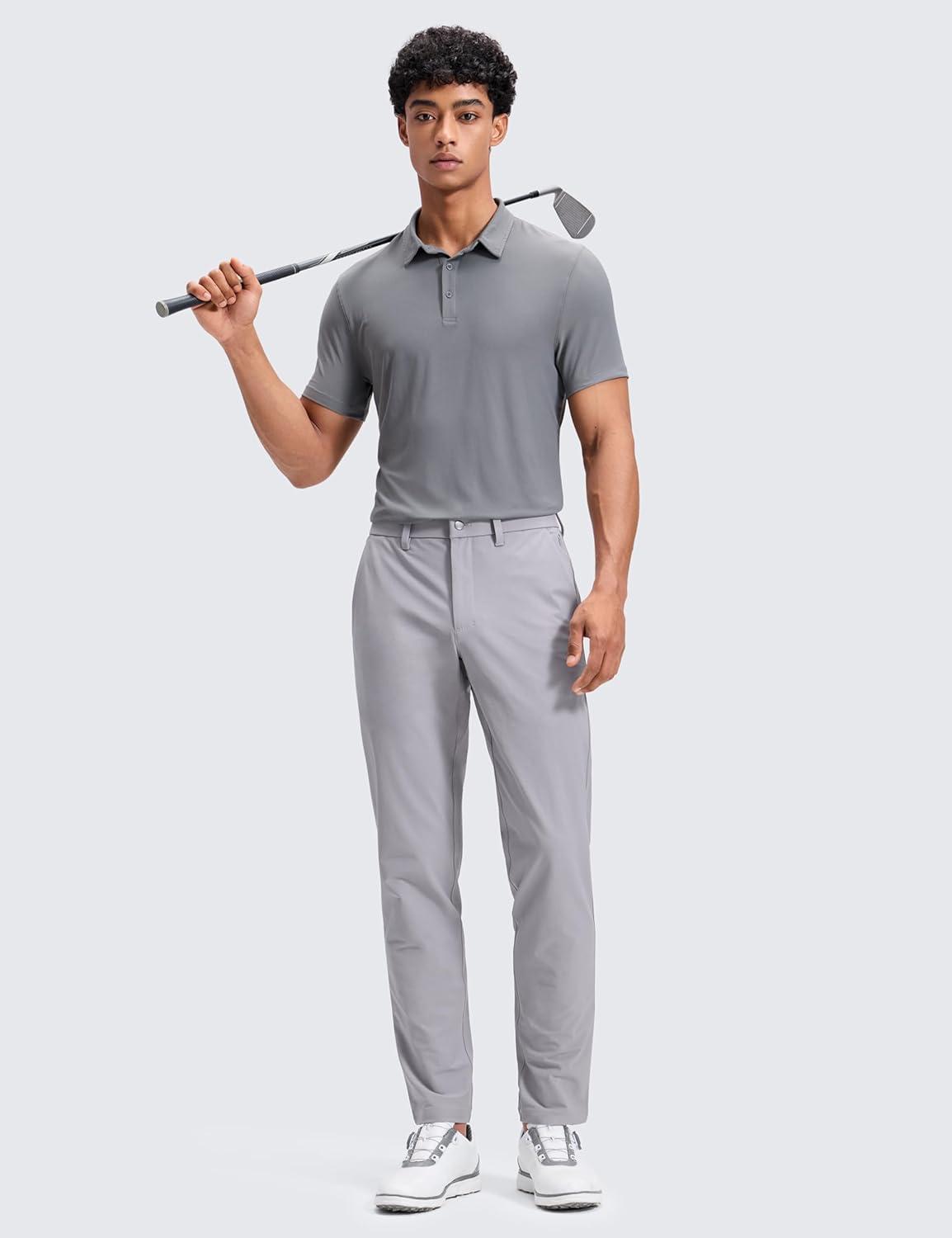 imageCRZ YOGA Stretch Cotton Chino Pants for Men 32quot Breathable Work Casual Athletic Fit Twill Trousers with PocketsGull Gray