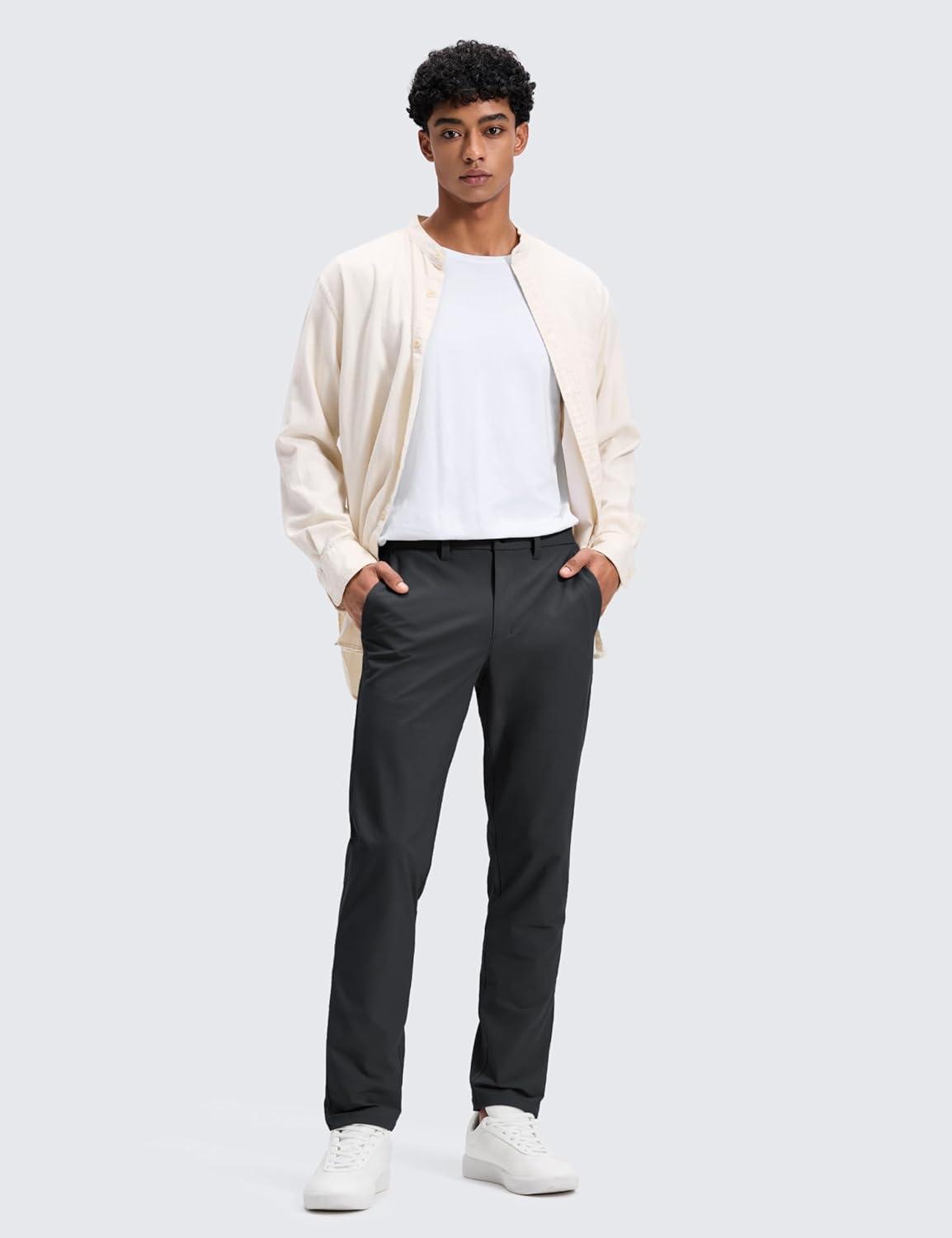 imageCRZ YOGA Stretch Cotton Chino Pants for Men 32quot Breathable Work Casual Athletic Fit Twill Trousers with PocketsInk Gray