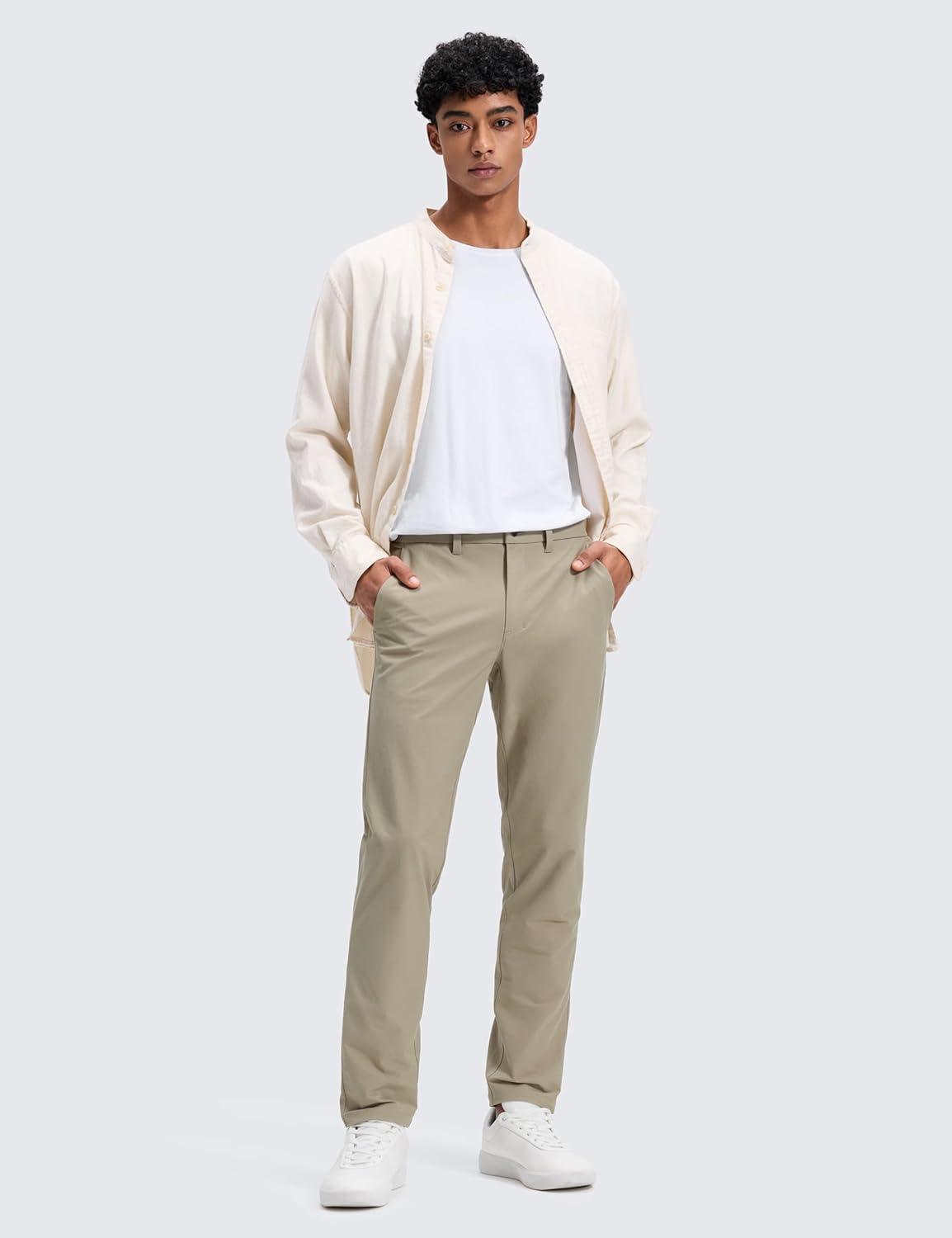 imageCRZ YOGA Stretch Cotton Chino Pants for Men 32quot Breathable Work Casual Athletic Fit Twill Trousers with PocketsOak