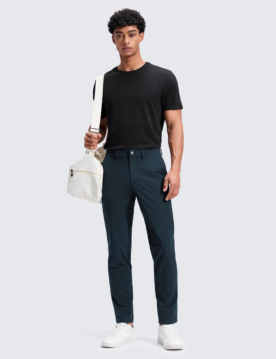 imageCRZ YOGA Stretch Cotton Chino Pants for Men 32quot Breathable Work Casual Athletic Fit Twill Trousers with PocketsTrue Navy