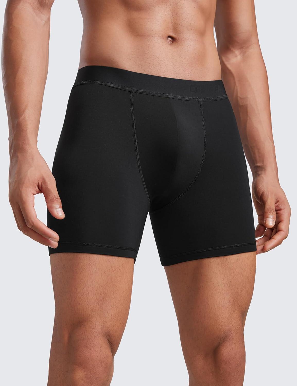 imageCRZ YOGA UltraSoft Modal Casual Boxer Briefs for Men 5quot Lounge Underwear Double Lined Moisture Wicking Breathable 3 PackBlack 3pack