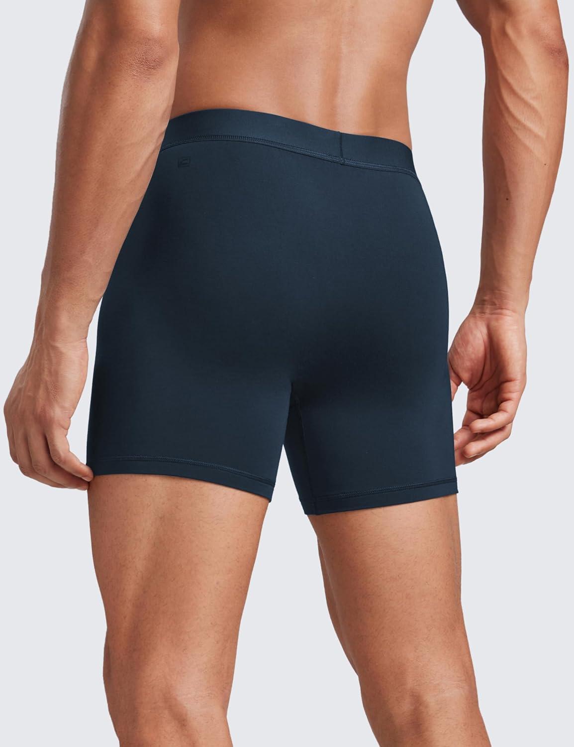 imageCRZ YOGA UltraSoft Modal Casual Boxer Briefs for Men 5quot Lounge Underwear Double Lined Moisture Wicking Breathable 3 PackBlackGreyNavy