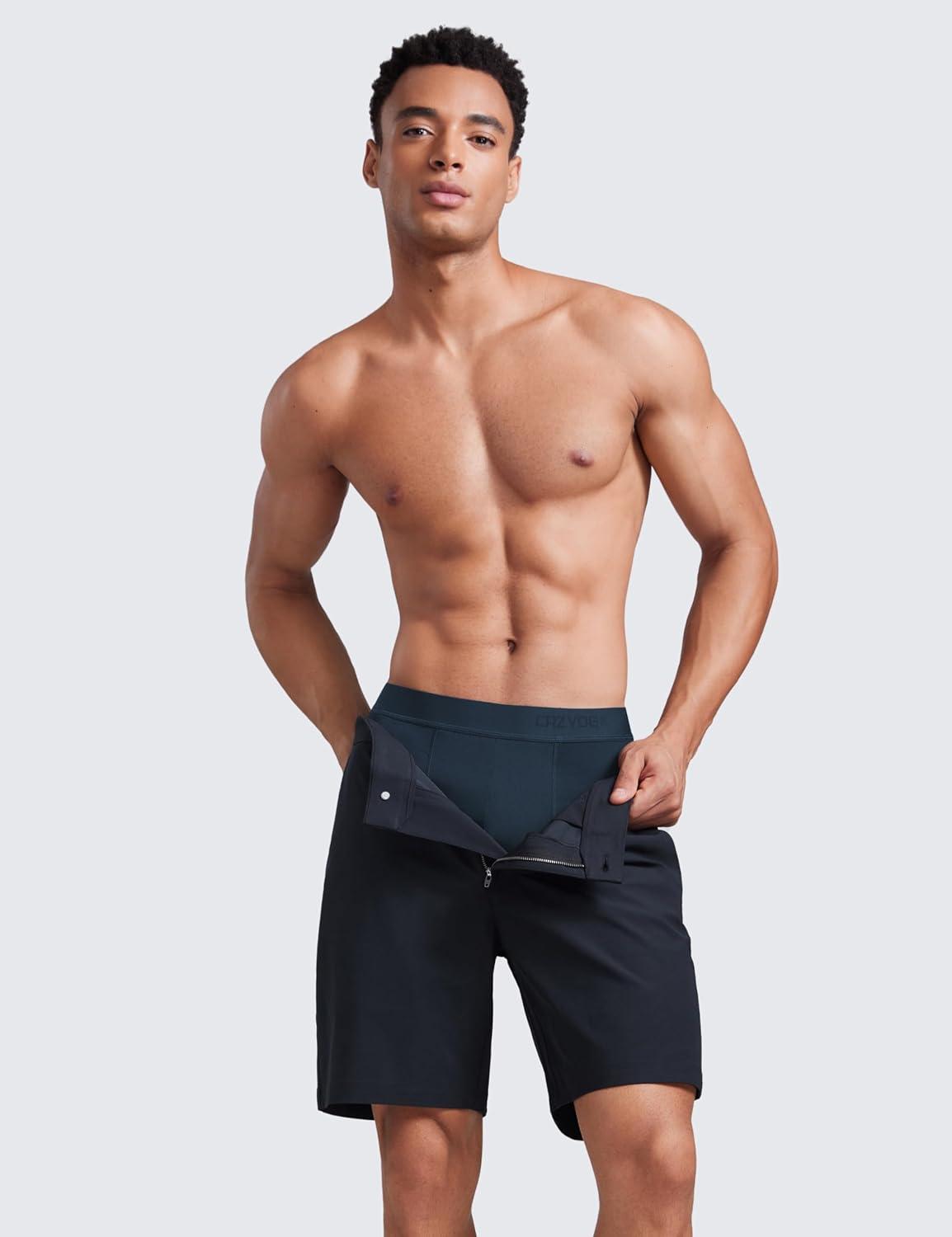 imageCRZ YOGA UltraSoft Modal Casual Boxer Briefs for Men 5quot Lounge Underwear Double Lined Moisture Wicking Breathable 3 PackBlackGreyNavy