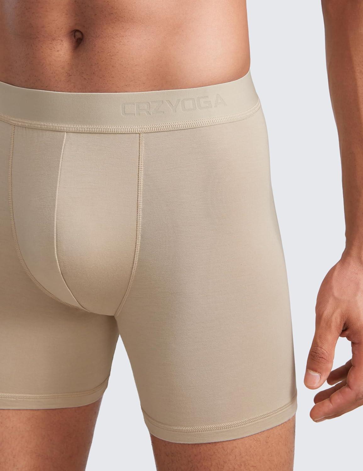 imageCRZ YOGA UltraSoft Modal Casual Boxer Briefs for Men 5quot Lounge Underwear Double Lined Moisture Wicking Breathable 3 PackMojaveGreenWhite