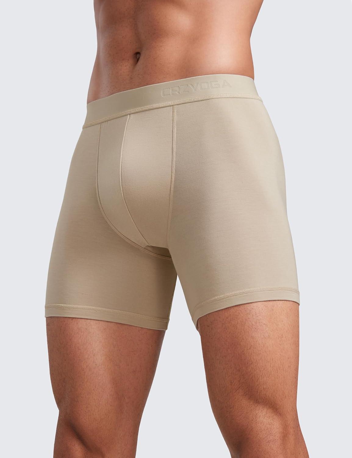 imageCRZ YOGA UltraSoft Modal Casual Boxer Briefs for Men 5quot Lounge Underwear Double Lined Moisture Wicking Breathable 3 PackMojaveGreenWhite