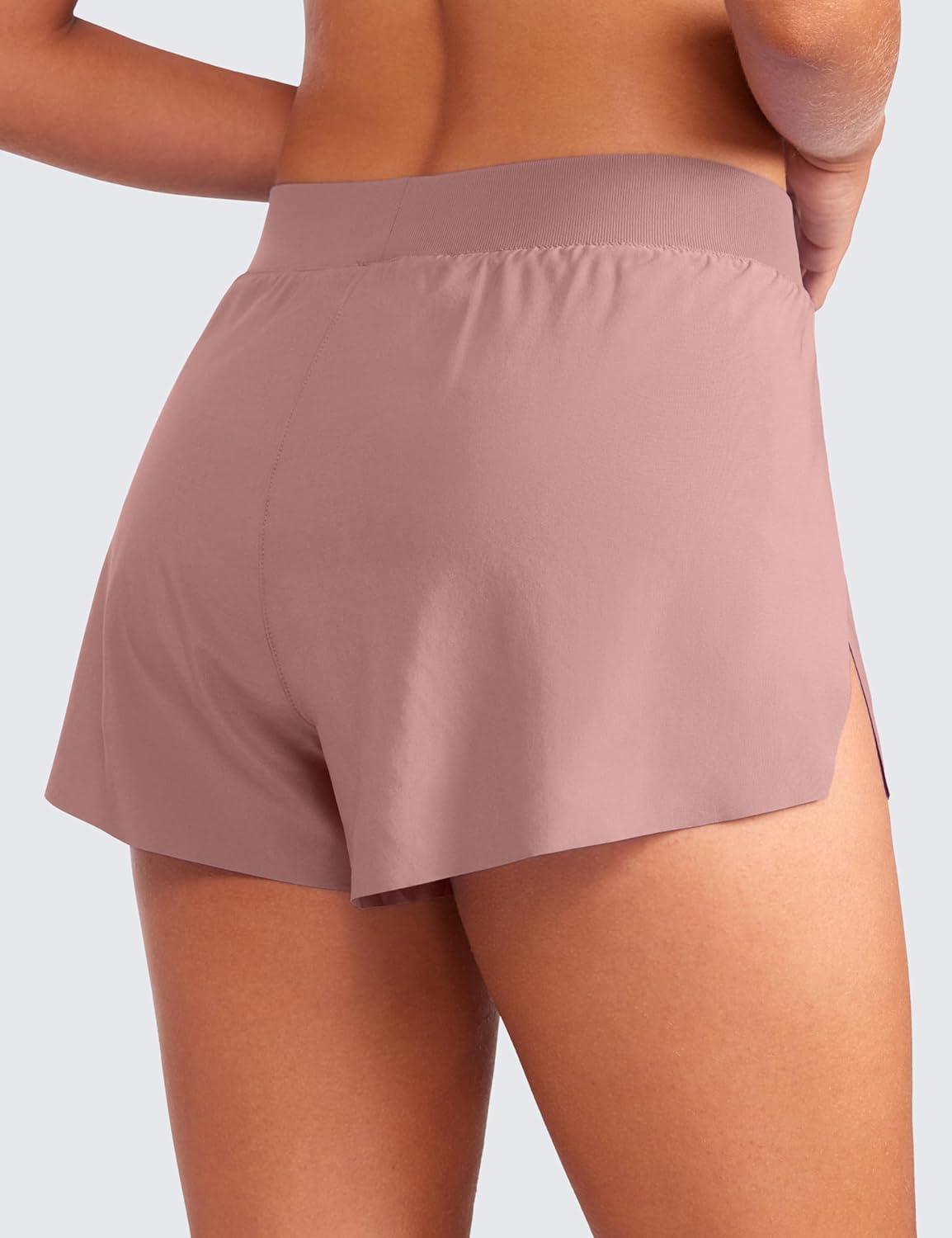 imageCRZ YOGA V Split Running Shorts for Women 25quot High Waisted Workout Athletic Gym Track with Liner Breathable Quick DryTwilight Rose Pink