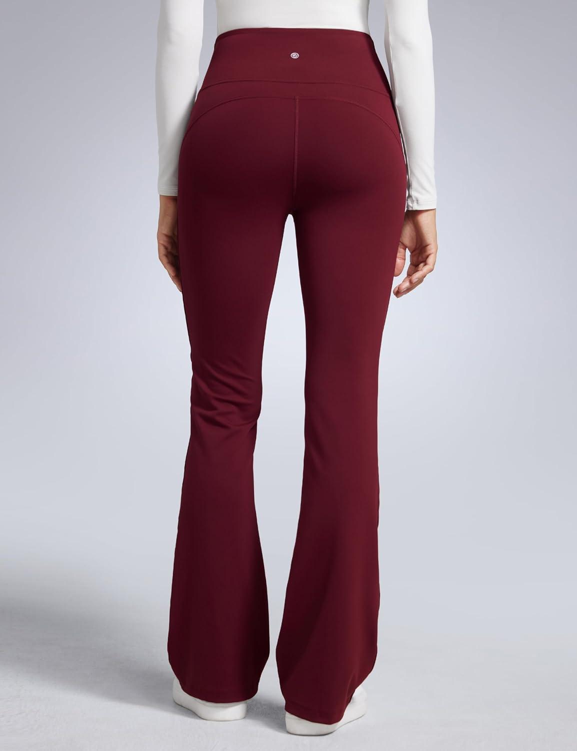imageCRZ YOGA Women Butterbreeze High Waist Flare Pants 32 Casual Yoga Dress Bootcut Wide LegRed Merlot