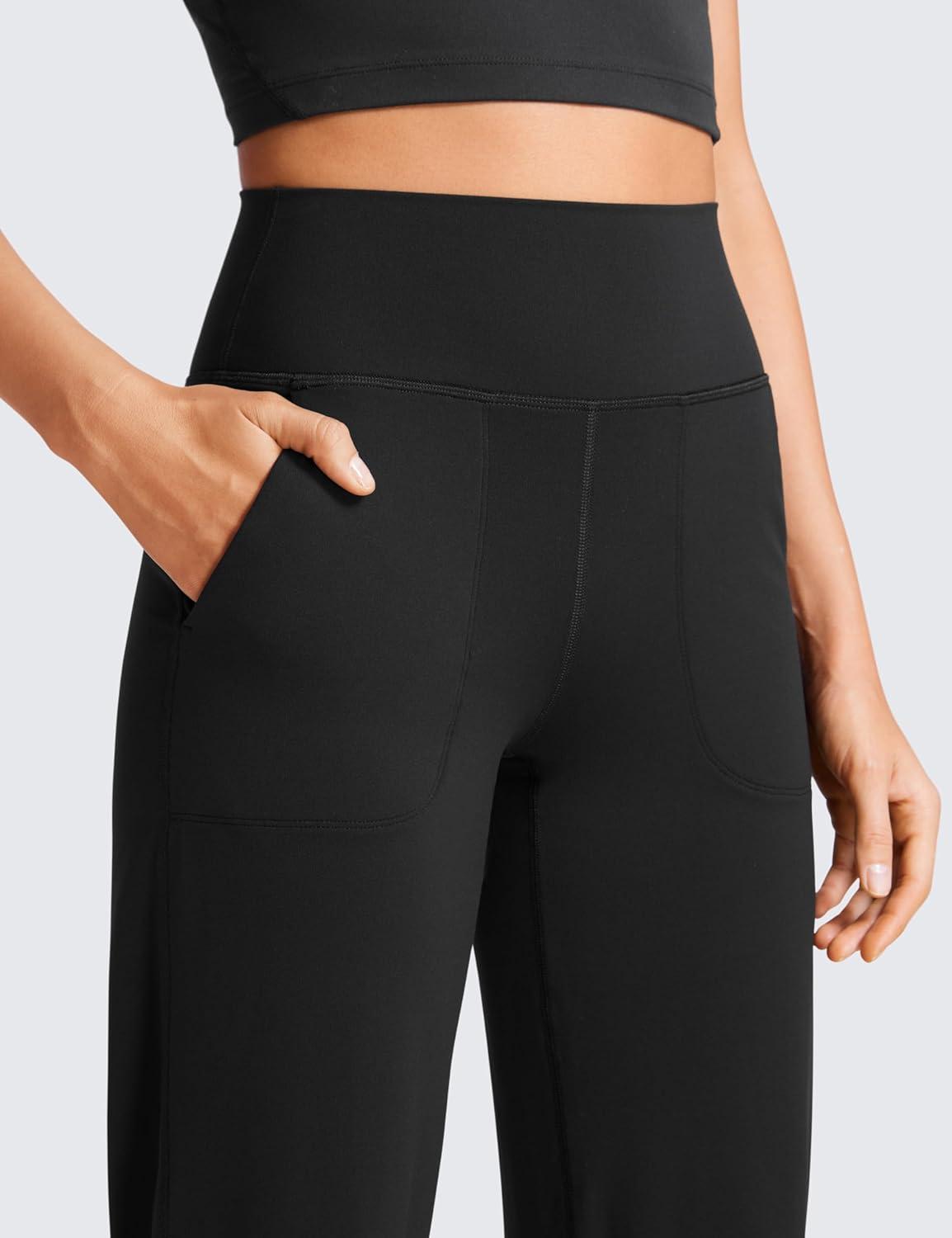 imageCRZ YOGA Womens Butterluxe High Waist Wide Leg Pants with Pockets 31quot Buttery Soft Comfy Casual Yoga LoungeBlack