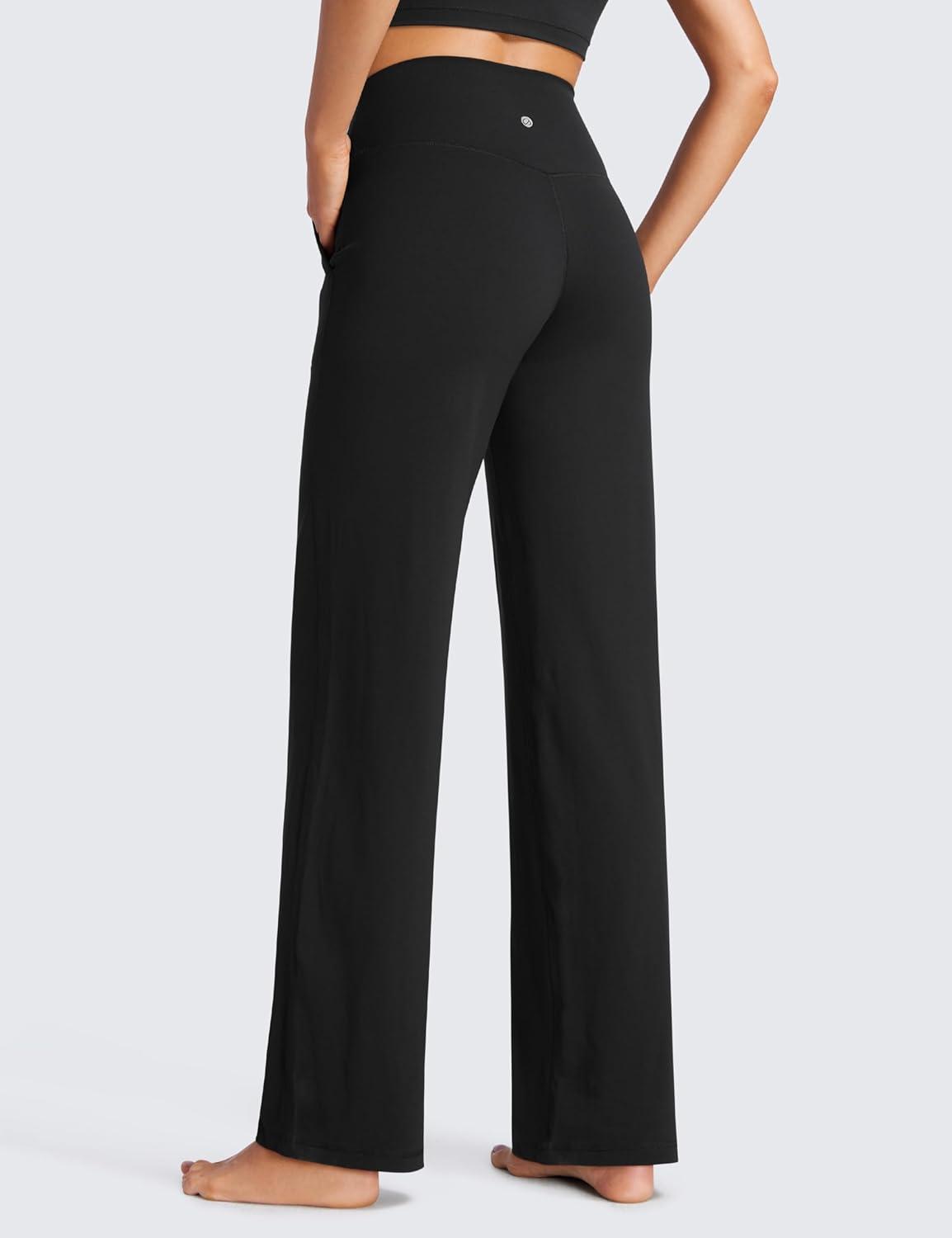 imageCRZ YOGA Womens Butterluxe High Waist Wide Leg Pants with Pockets 31quot Buttery Soft Comfy Casual Yoga LoungeBlack
