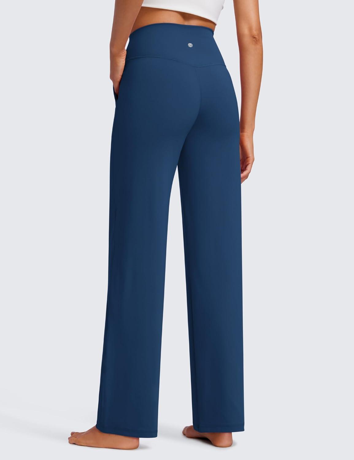 imageCRZ YOGA Womens Butterluxe High Waist Wide Leg Pants with Pockets 31quot Buttery Soft Comfy Casual Yoga LoungeFrench Navy