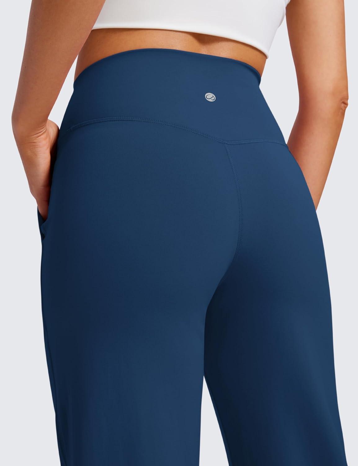 imageCRZ YOGA Womens Butterluxe High Waist Wide Leg Pants with Pockets 31quot Buttery Soft Comfy Casual Yoga LoungeFrench Navy