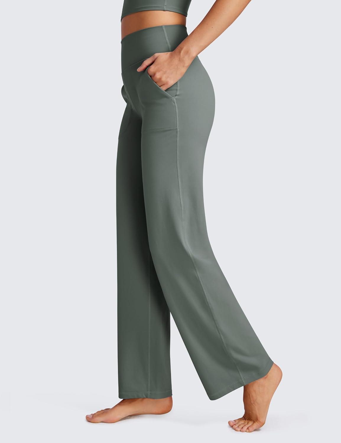 imageCRZ YOGA Womens Butterluxe High Waist Wide Leg Pants with Pockets 31quot Buttery Soft Comfy Casual Yoga LoungeGrey Sage