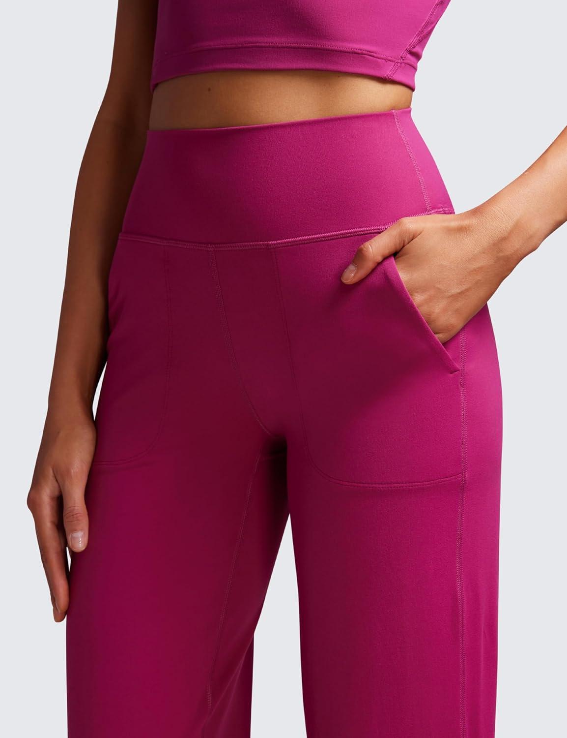 imageCRZ YOGA Womens Butterluxe High Waist Wide Leg Pants with Pockets 31quot Buttery Soft Comfy Casual Yoga LoungeMagenta Purple