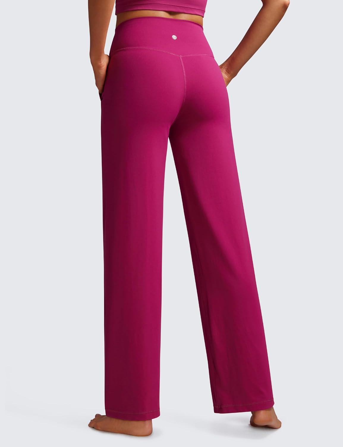 imageCRZ YOGA Womens Butterluxe High Waist Wide Leg Pants with Pockets 31quot Buttery Soft Comfy Casual Yoga LoungeMagenta Purple