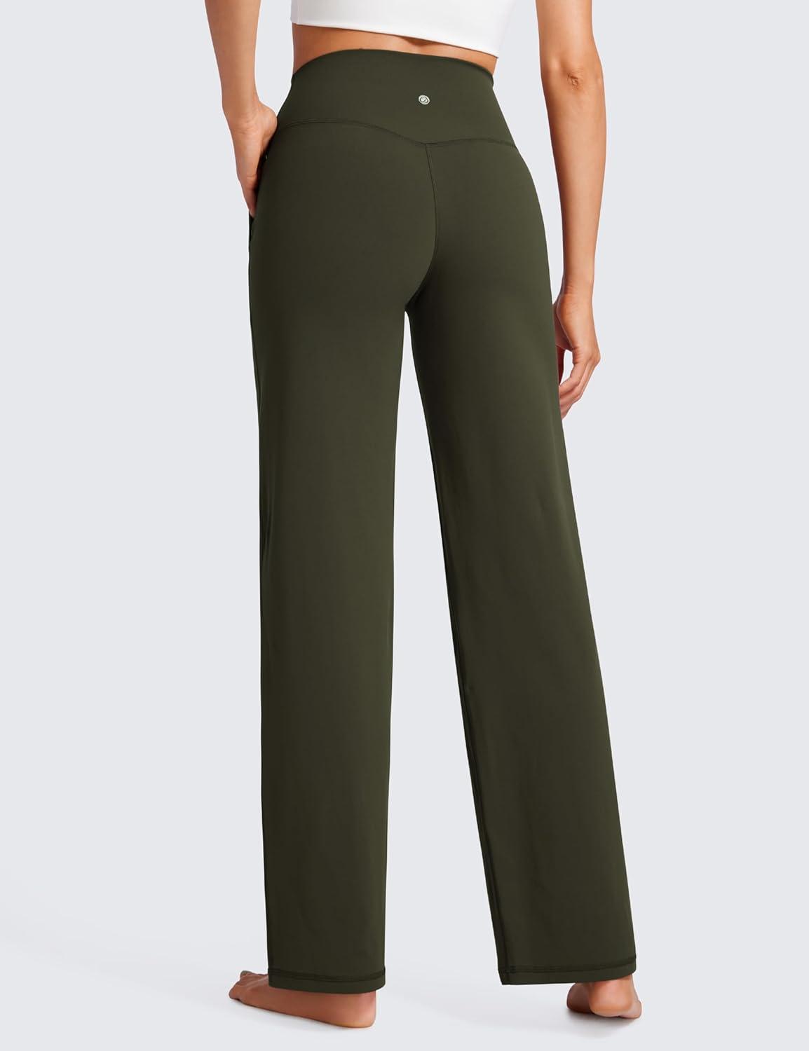 imageCRZ YOGA Womens Butterluxe High Waist Wide Leg Pants with Pockets 31quot Buttery Soft Comfy Casual Yoga LoungeOlive Green