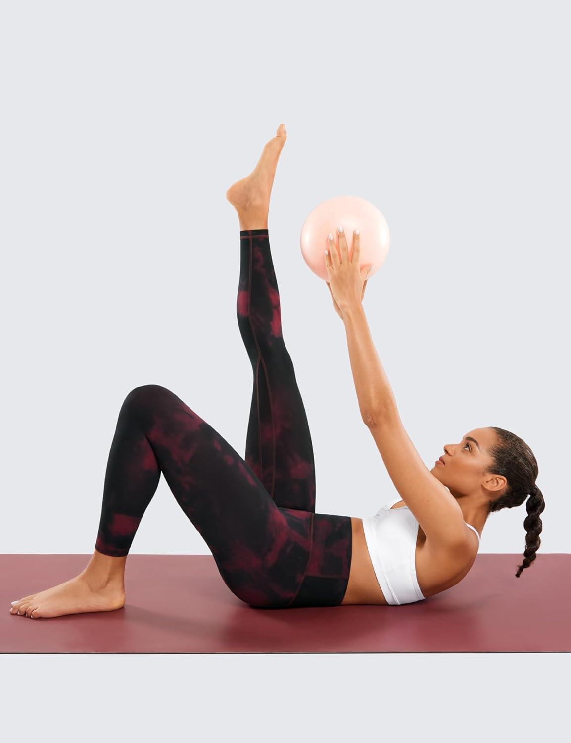 imageCRZ YOGA Womens Butterluxe High Waisted Yoga Leggings 25quot Double Seamed Buttery Soft Comfy Athletic Gym Workout PantsBurgundy Tie Dye Flowers