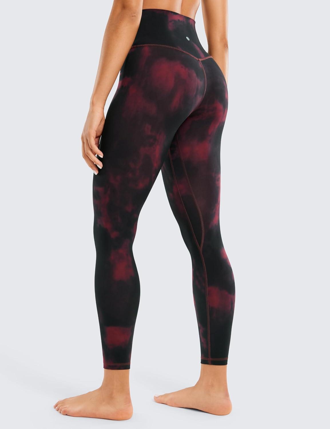 imageCRZ YOGA Womens Butterluxe High Waisted Yoga Leggings 25quot Double Seamed Buttery Soft Comfy Athletic Gym Workout PantsBurgundy Tie Dye Flowers