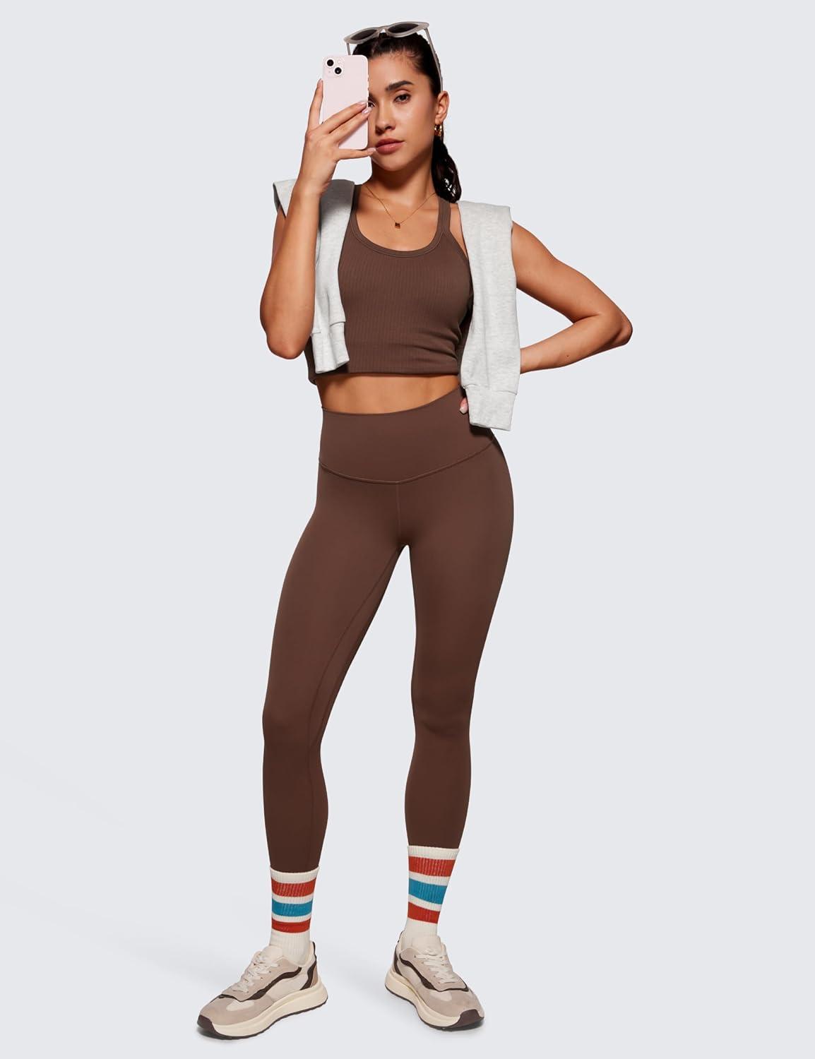 imageCRZ YOGA Womens Butterluxe High Waisted Yoga Leggings 25quot Double Seamed Buttery Soft Comfy Athletic Gym Workout PantsCoffee Brown