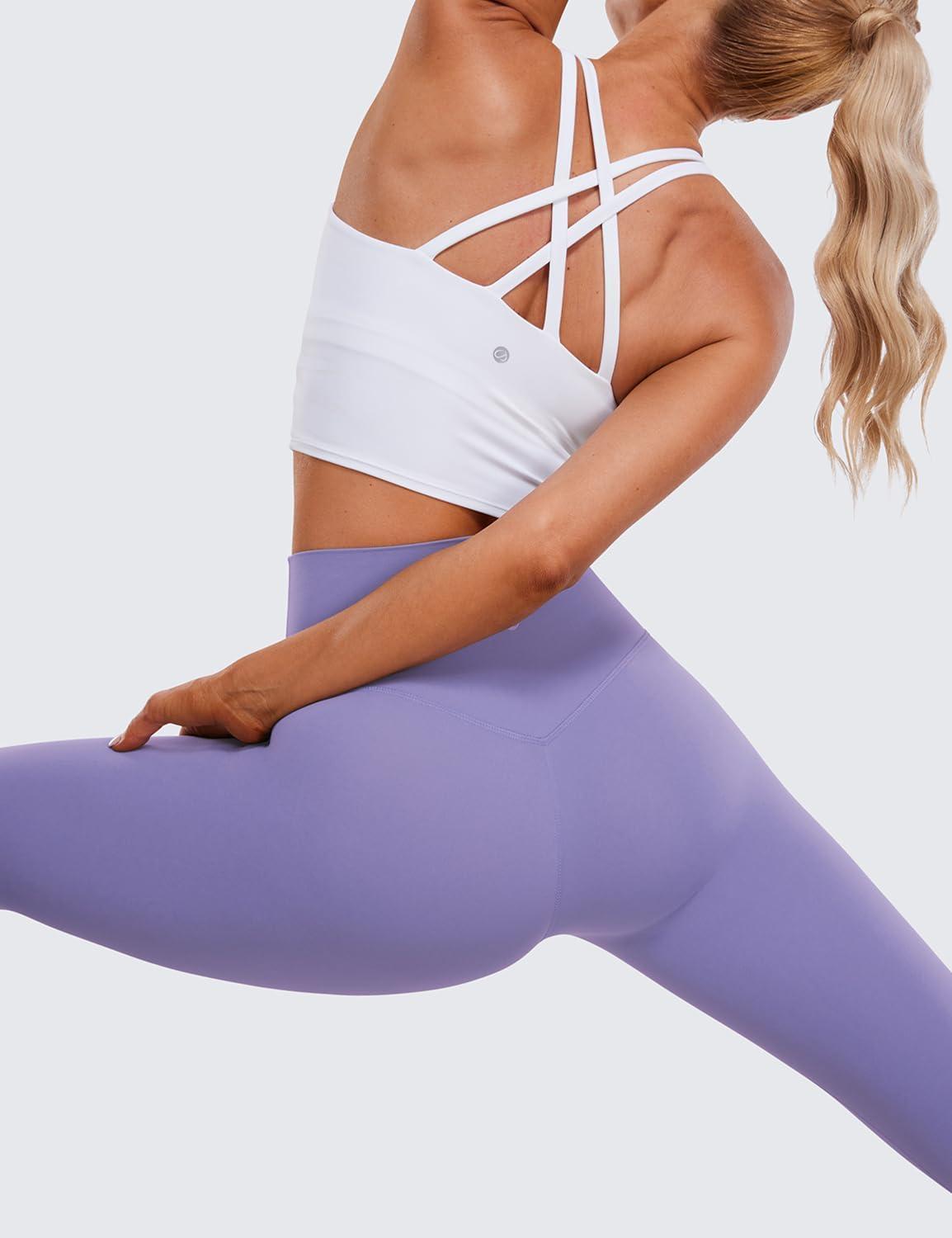 imageCRZ YOGA Womens Butterluxe High Waisted Yoga Leggings 25quot Double Seamed Buttery Soft Comfy Athletic Gym Workout PantsDark Lavender Purple