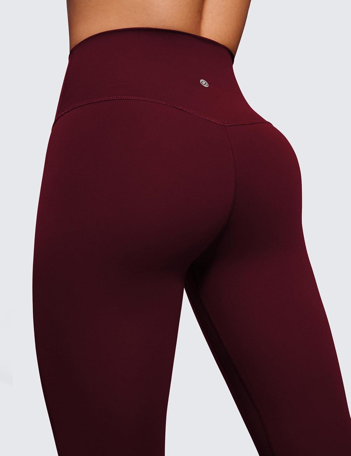 imageCRZ YOGA Womens Butterluxe High Waisted Yoga Leggings 25quot Double Seamed Buttery Soft Comfy Athletic Gym Workout PantsRed Merlot