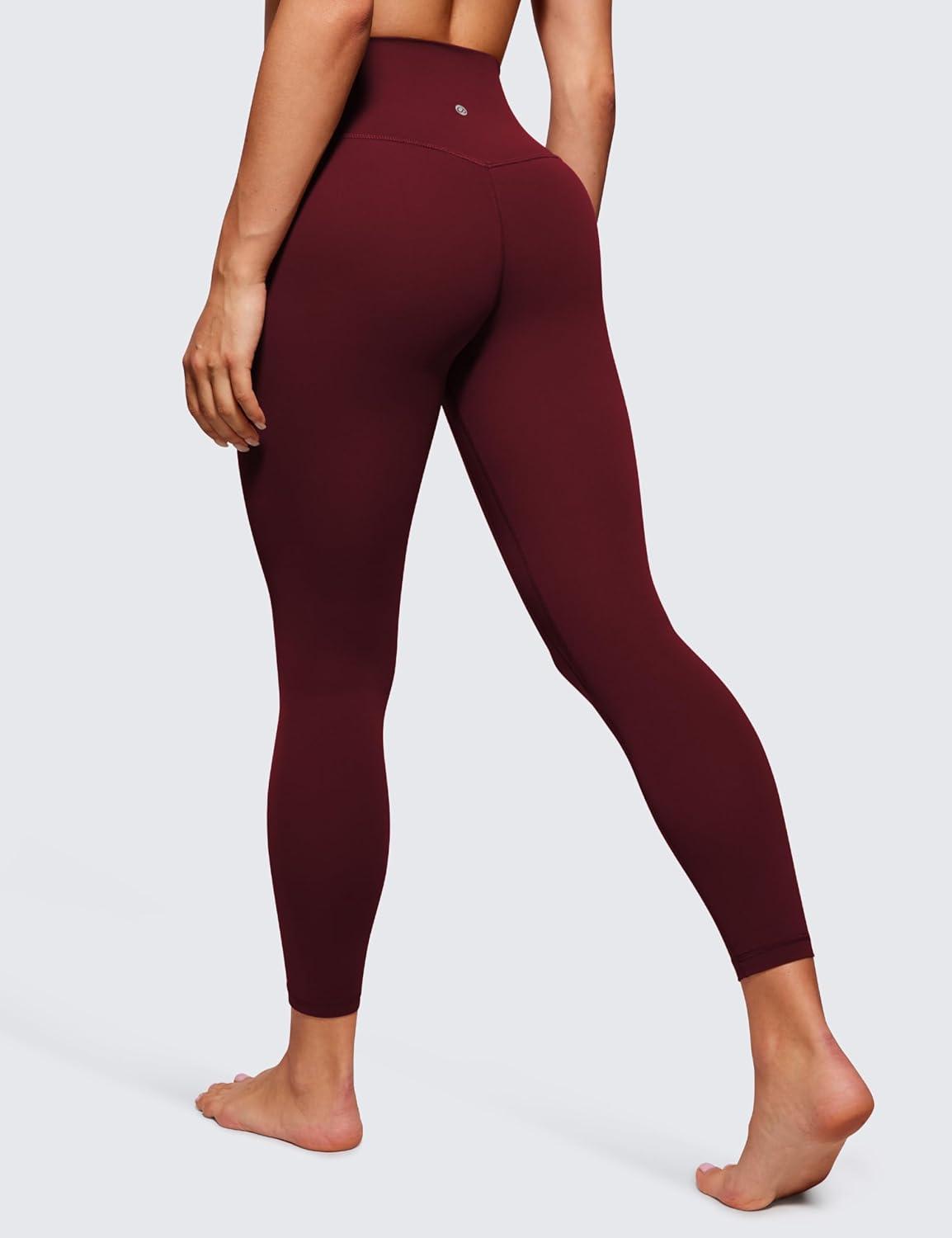 imageCRZ YOGA Womens Butterluxe High Waisted Yoga Leggings 25quot Double Seamed Buttery Soft Comfy Athletic Gym Workout PantsRed Merlot