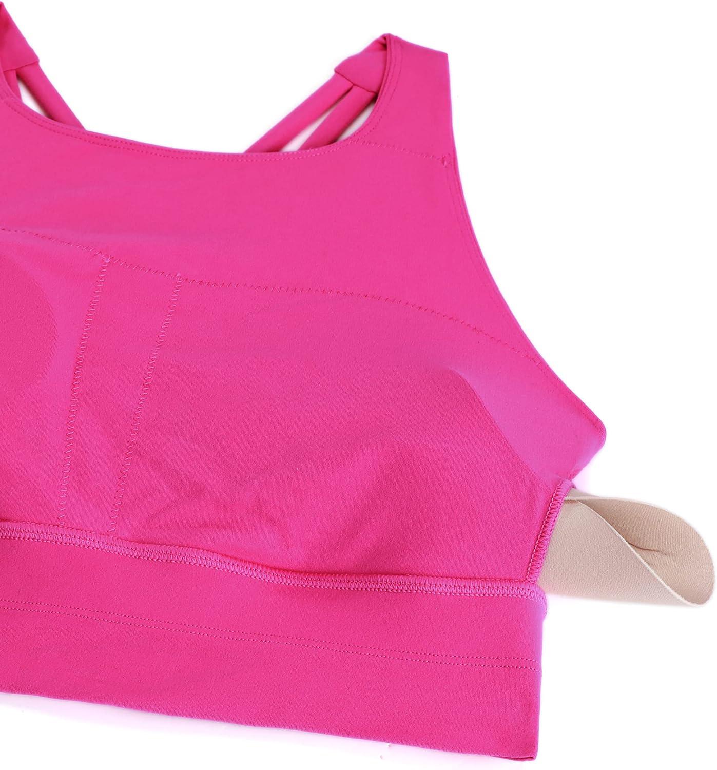 imageCRZ YOGA Womens Butterluxe Strappy High Neck Longline Sports Bra Wireless Criss Cross Back Padded Workout Cropped TopHibiscus Purple