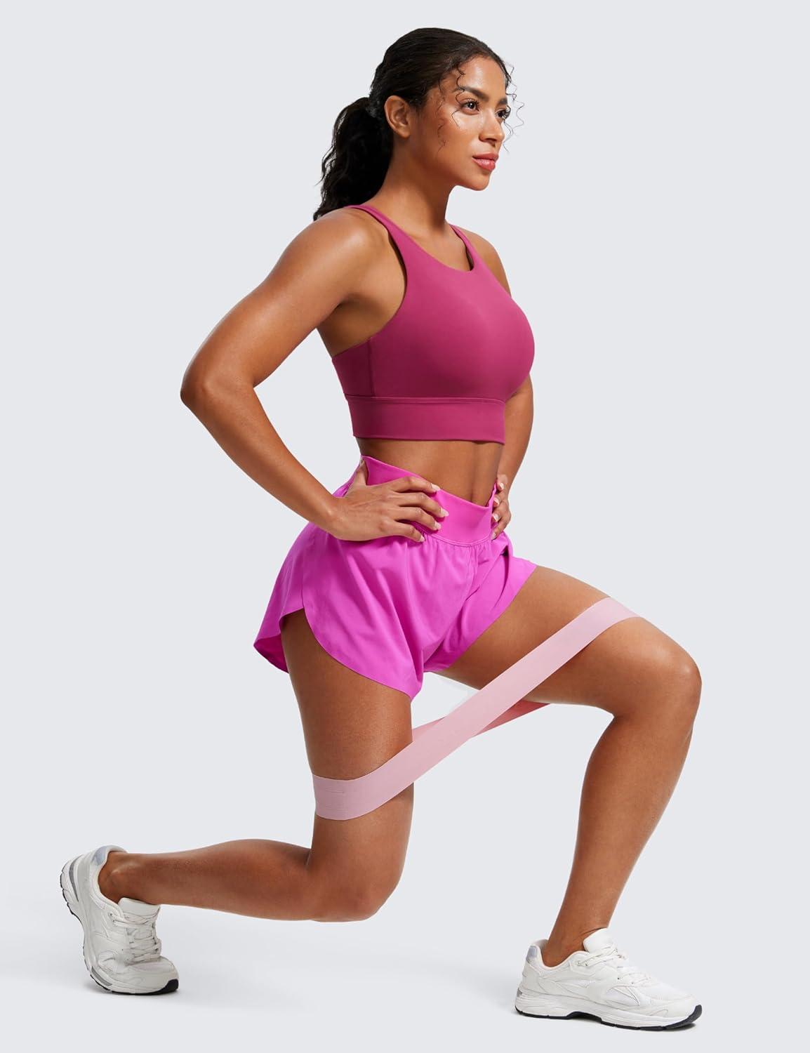 imageCRZ YOGA Womens Butterluxe Strappy High Neck Longline Sports Bra Wireless Criss Cross Back Padded Workout Cropped TopWashed Mauve