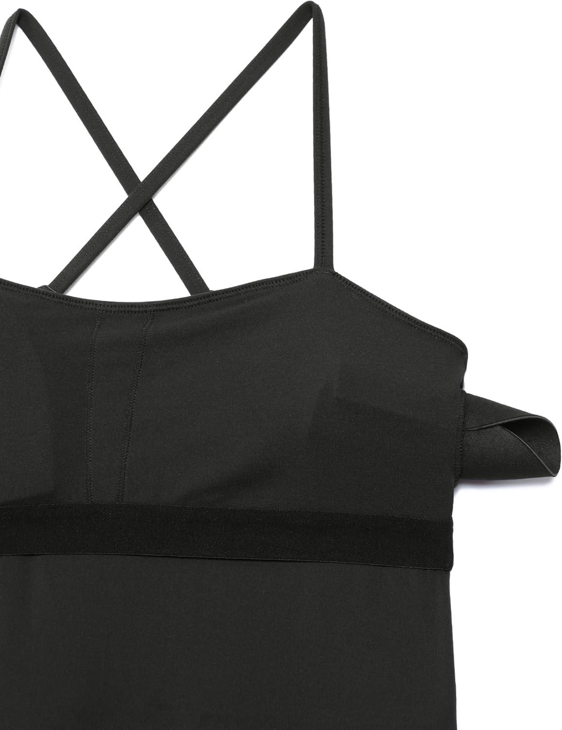 imageCRZ YOGA Womens Butterluxe Tennis Dress Spaghetti Strap Casual Athletic Sports Outfits with Builtin Shorts and BrasBlack