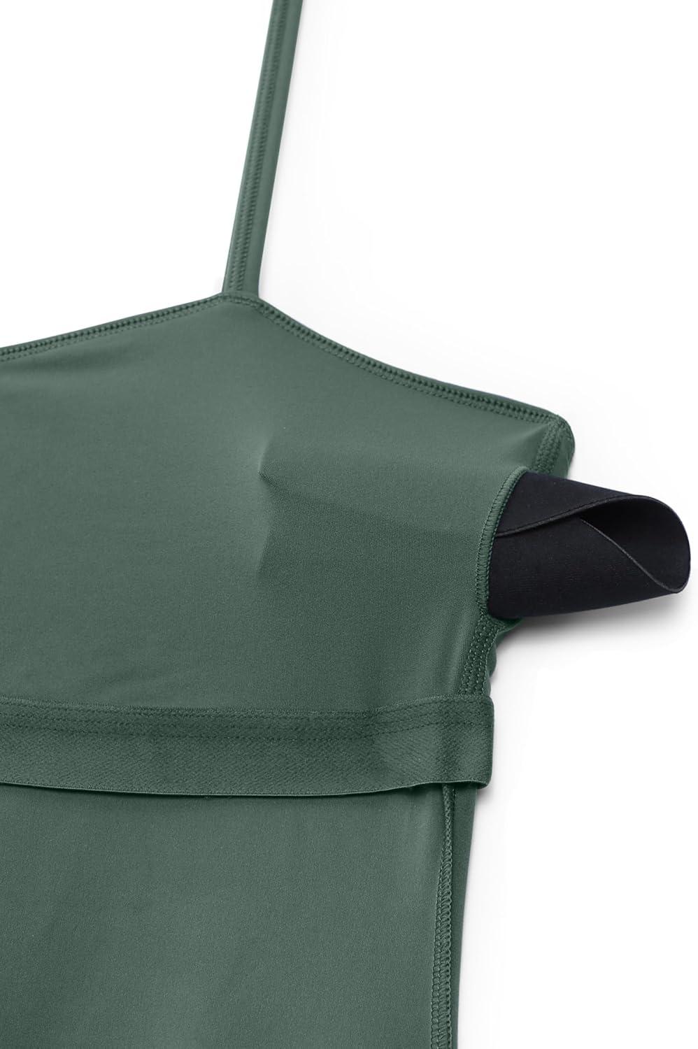 imageCRZ YOGA Womens Butterluxe Tennis Dress Spaghetti Strap Casual Athletic Sports Outfits with Builtin Shorts and BrasDark Forest Green