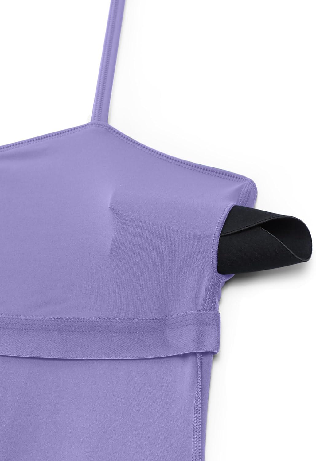 imageCRZ YOGA Womens Butterluxe Tennis Dress Spaghetti Strap Casual Athletic Sports Outfits with Builtin Shorts and BrasDark Lavender Purple