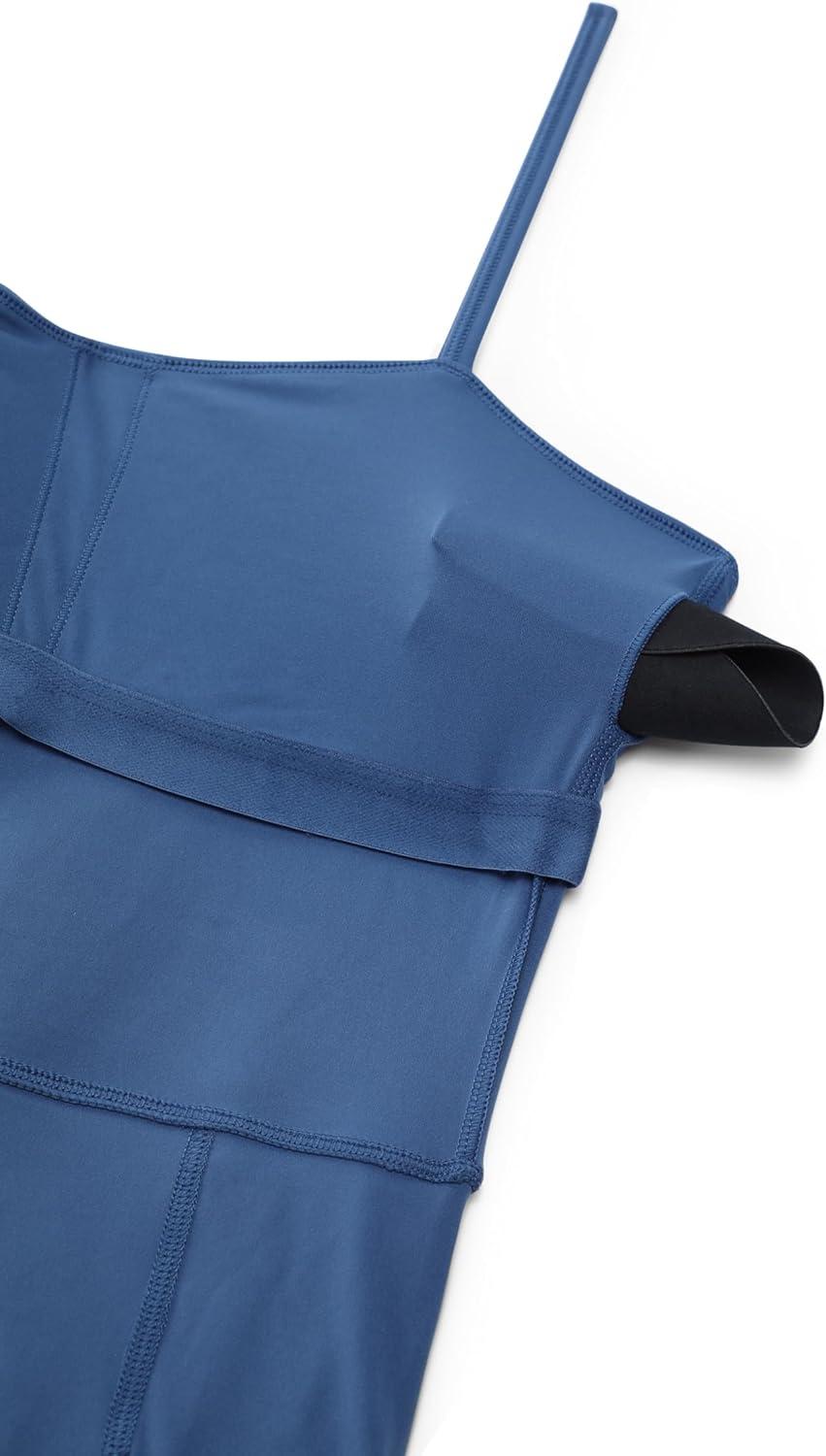 imageCRZ YOGA Womens Butterluxe Tennis Dress Spaghetti Strap Casual Athletic Sports Outfits with Builtin Shorts and BrasPitch Blue