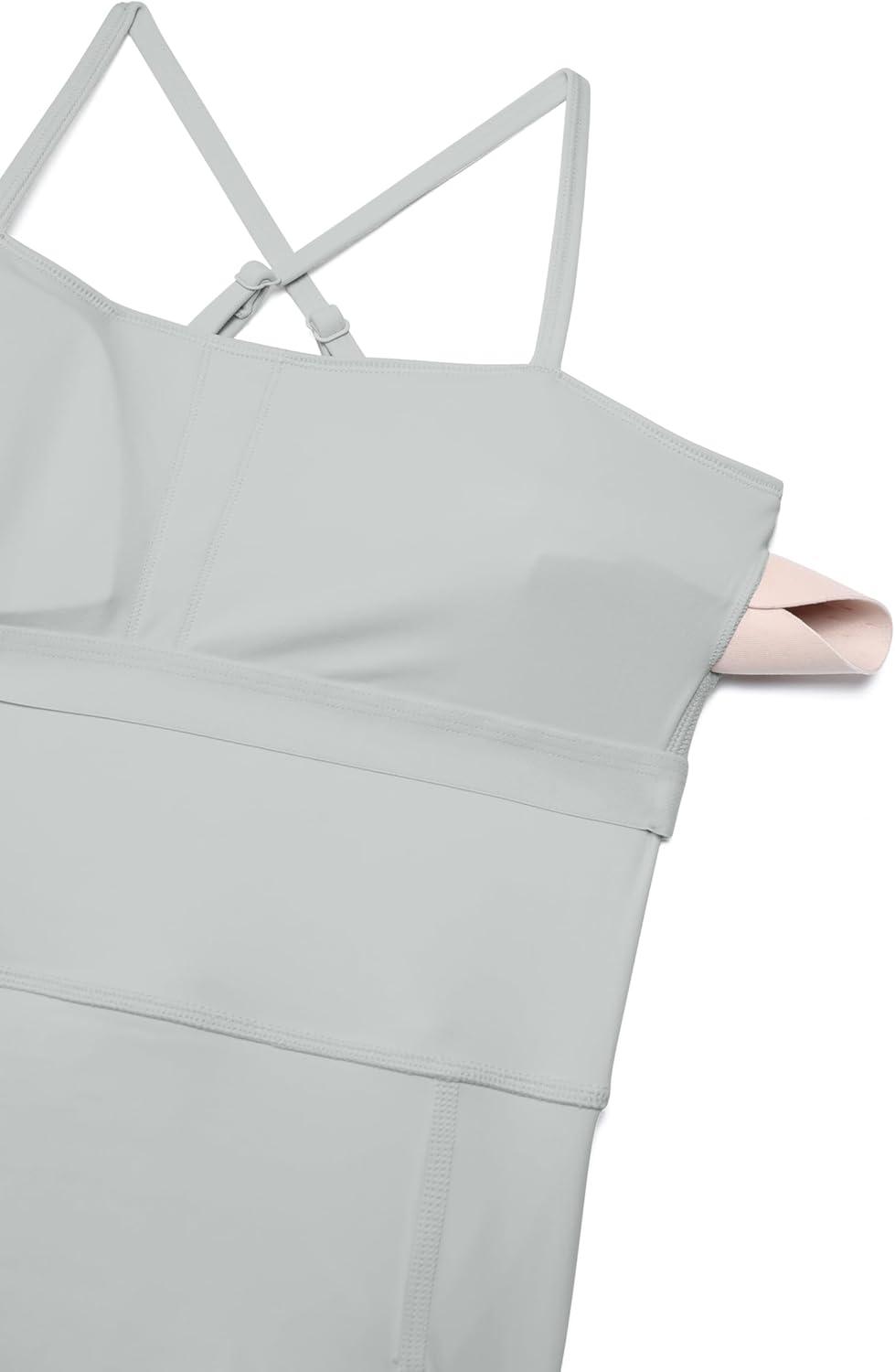 imageCRZ YOGA Womens Butterluxe Tennis Dress Spaghetti Strap Casual Athletic Sports Outfits with Builtin Shorts and BrasSterling