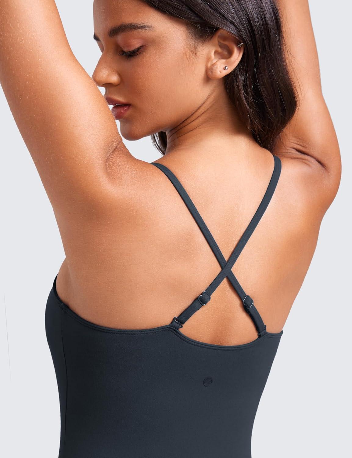 imageCRZ YOGA Womens Butterluxe Tennis Dress Spaghetti Strap Casual Athletic Sports Outfits with Builtin Shorts and BrasTrue Navy