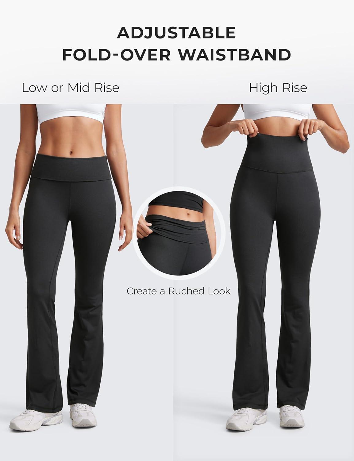 imageCRZ YOGA Womens Cloud Jersey Foldover Waist Flare Pants 31quot Yoga High Waisted Bootcut Lounge CasualBlack