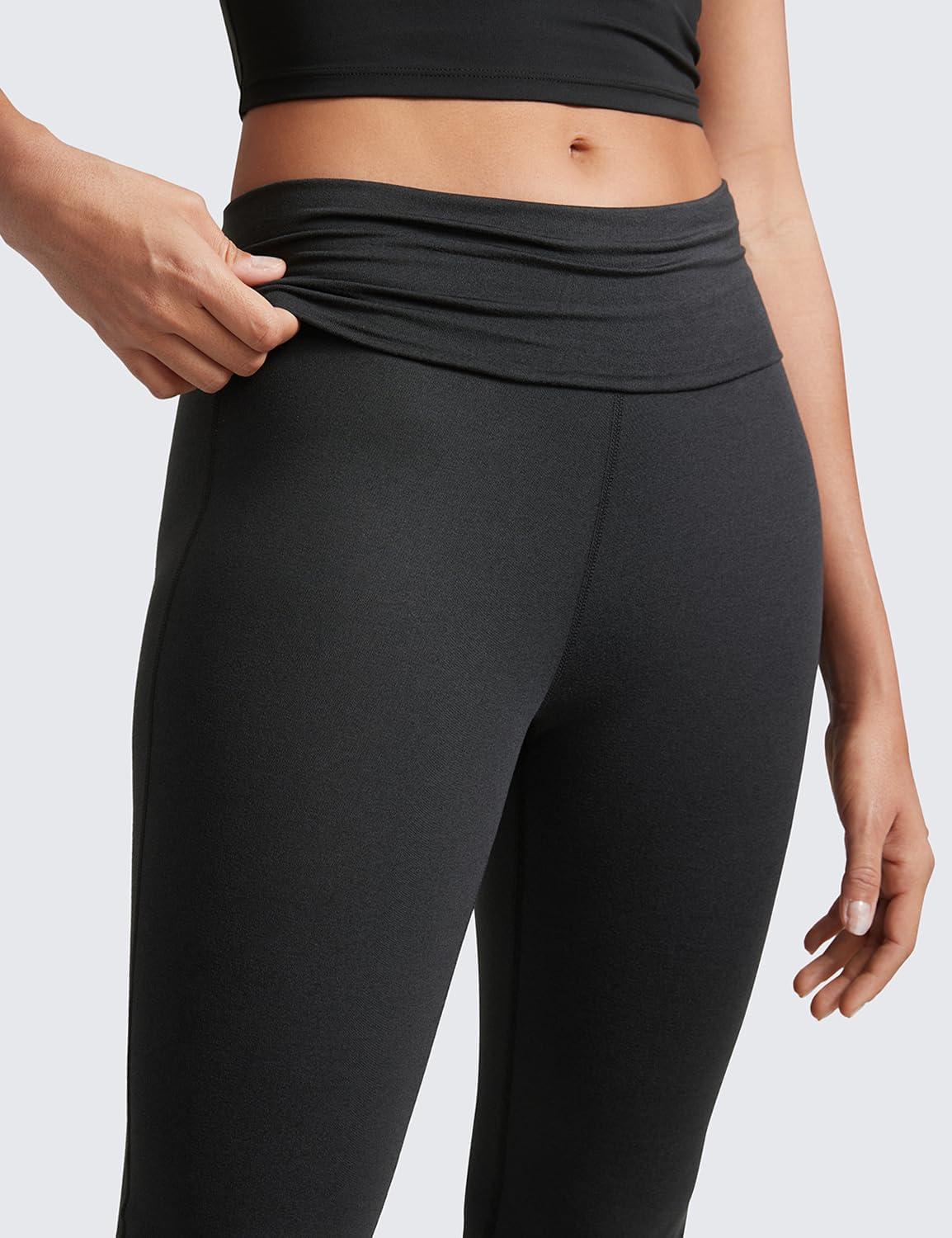 imageCRZ YOGA Womens Cloud Jersey Foldover Waist Flare Pants 31quot Yoga High Waisted Bootcut Lounge CasualBlack