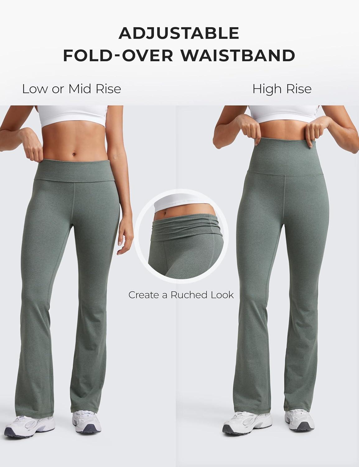 imageCRZ YOGA Womens Cloud Jersey Foldover Waist Flare Pants 31quot Yoga High Waisted Bootcut Lounge CasualGrey Sage