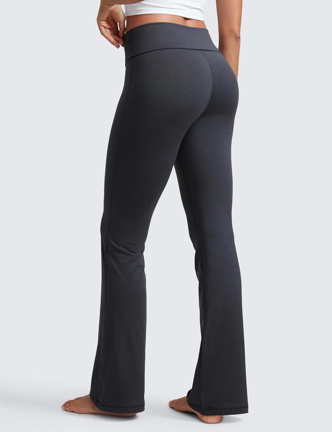 imageCRZ YOGA Womens Cloud Jersey Foldover Waist Flare Pants 31quot Yoga High Waisted Bootcut Lounge CasualInk Gray