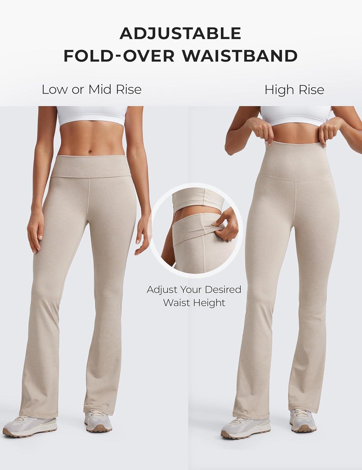 imageCRZ YOGA Womens Cloud Jersey Foldover Waist Flare Pants 31quot Yoga High Waisted Bootcut Lounge CasualMojave Tan