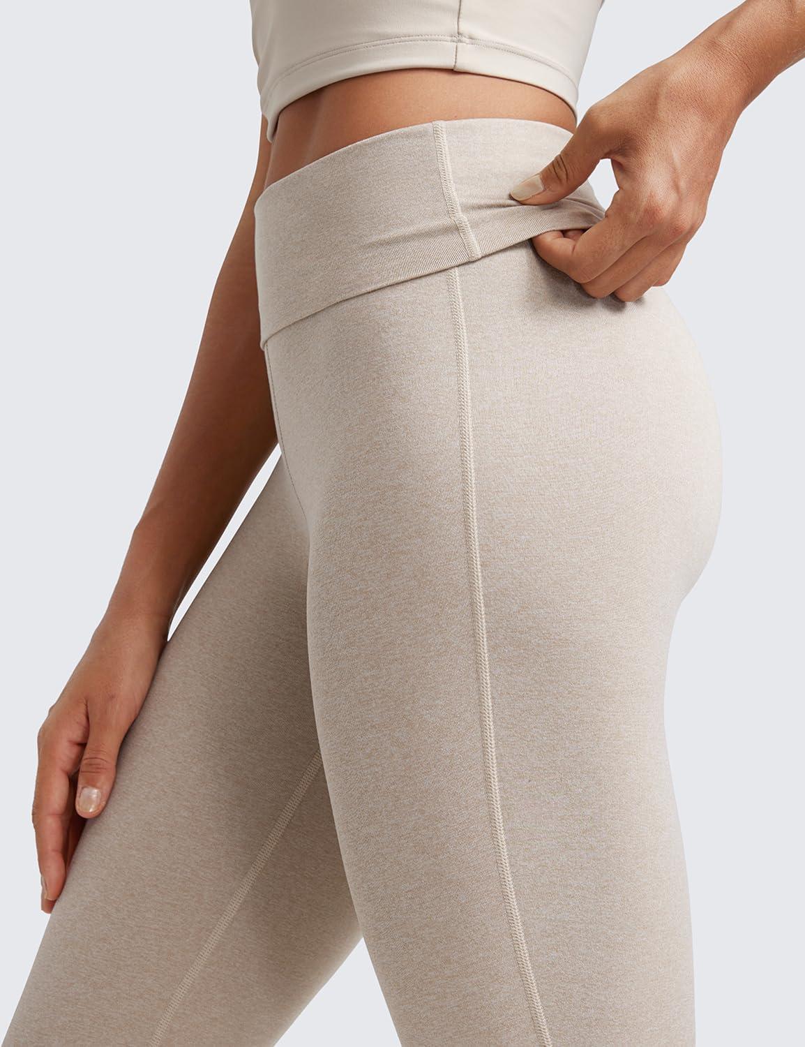 imageCRZ YOGA Womens Cloud Jersey Foldover Waist Flare Pants 31quot Yoga High Waisted Bootcut Lounge CasualMojave Tan