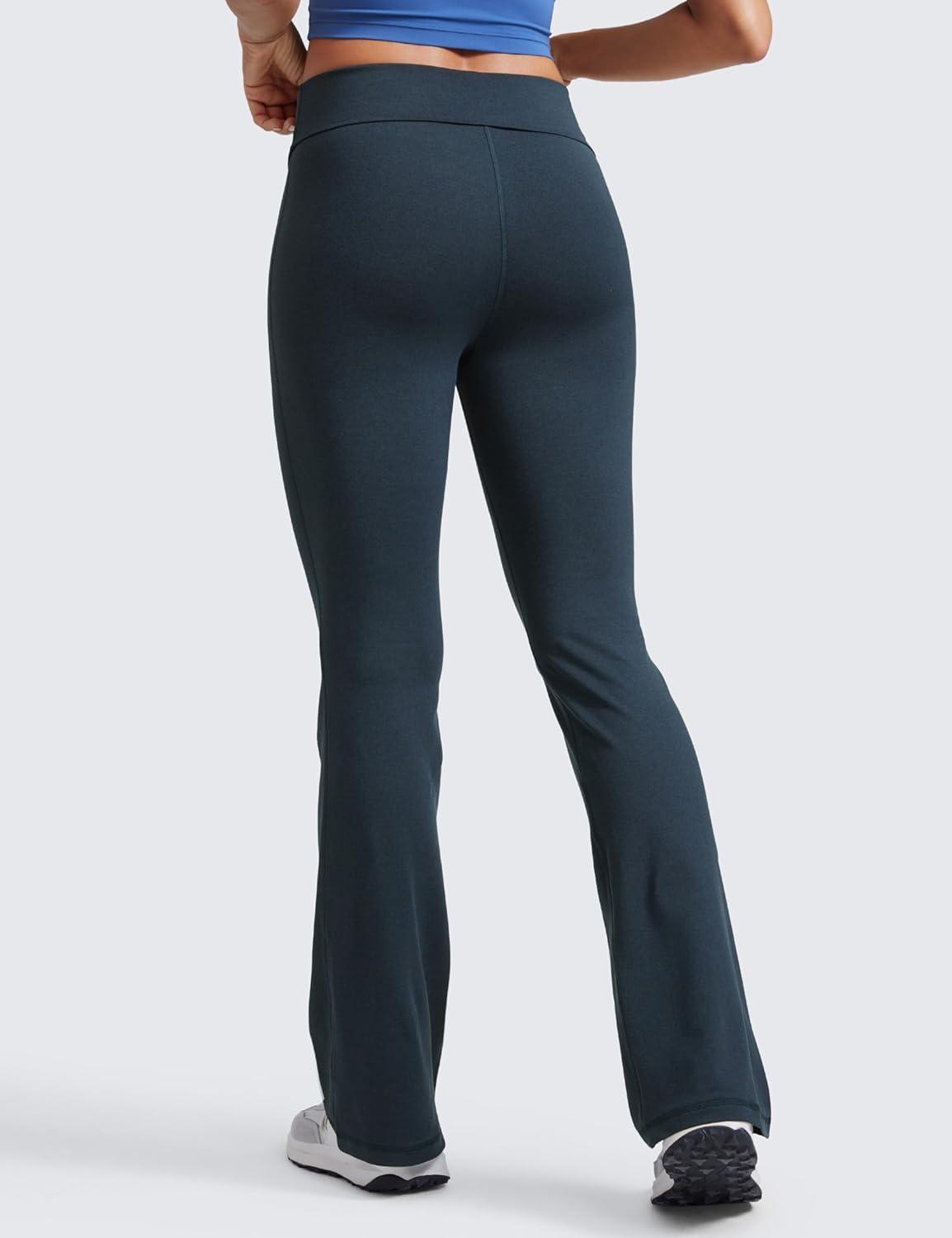 imageCRZ YOGA Womens Cloud Jersey Foldover Waist Flare Pants 31quot Yoga High Waisted Bootcut Lounge CasualTrue Navy