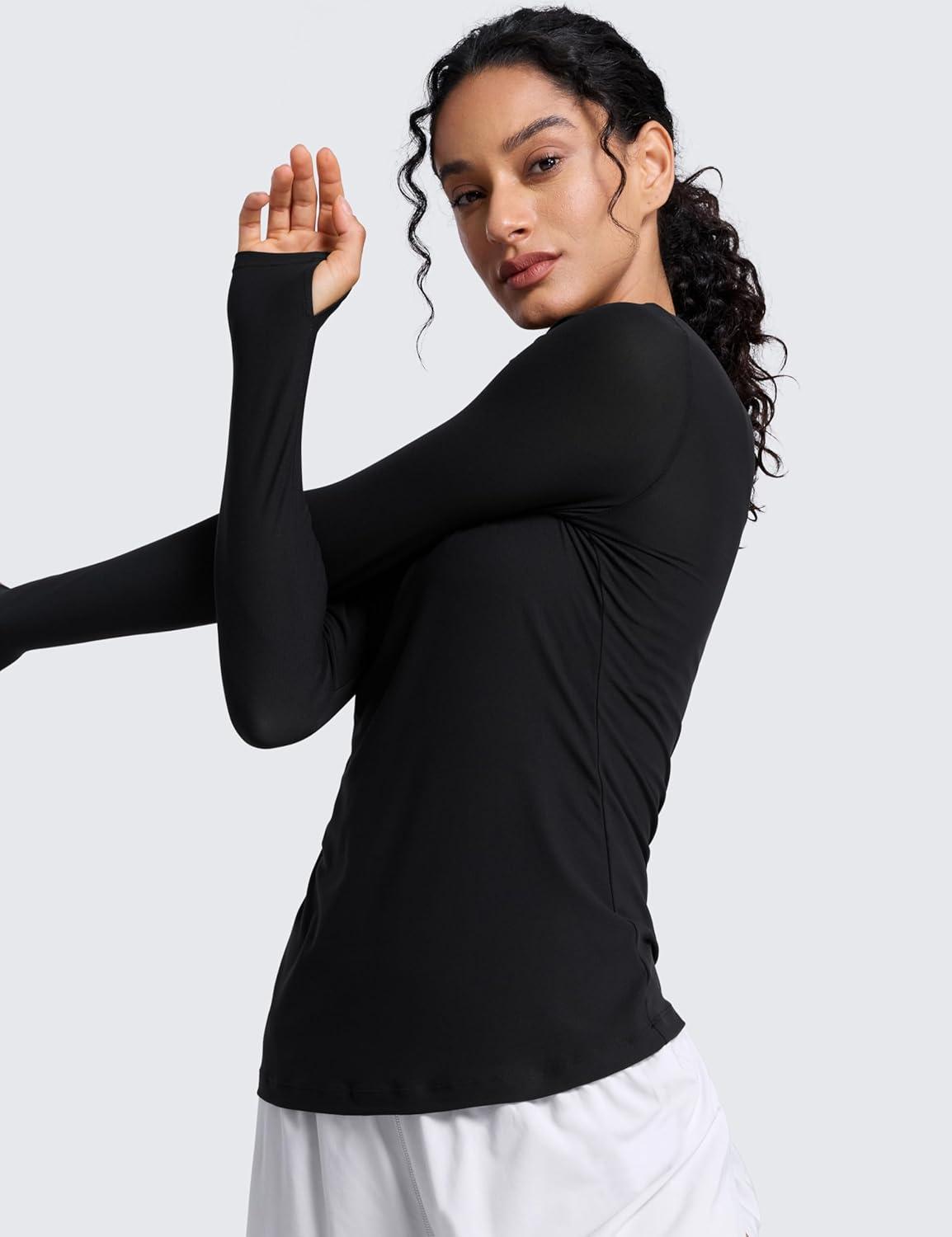 imageCRZ YOGA Womens Cloudweight Long Sleeve Workout Tops Lightweight Athletic Basic Shirts Soft Casual TShirt with Thumb HoleBlack