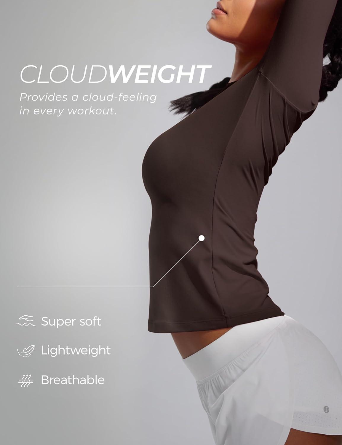 imageCRZ YOGA Womens Cloudweight Long Sleeve Workout Tops Lightweight Athletic Basic Shirts Soft Casual TShirt with Thumb HoleHot Fudge Brown
