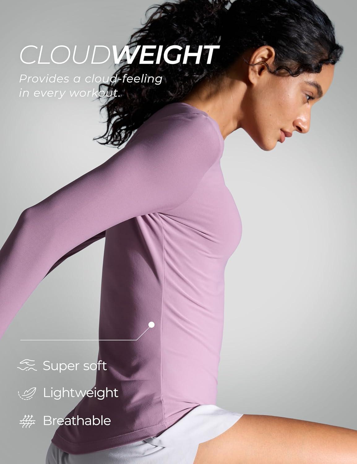 imageCRZ YOGA Womens Cloudweight Long Sleeve Workout Tops Lightweight Athletic Basic Shirts Soft Casual TShirt with Thumb HoleLight Lavender