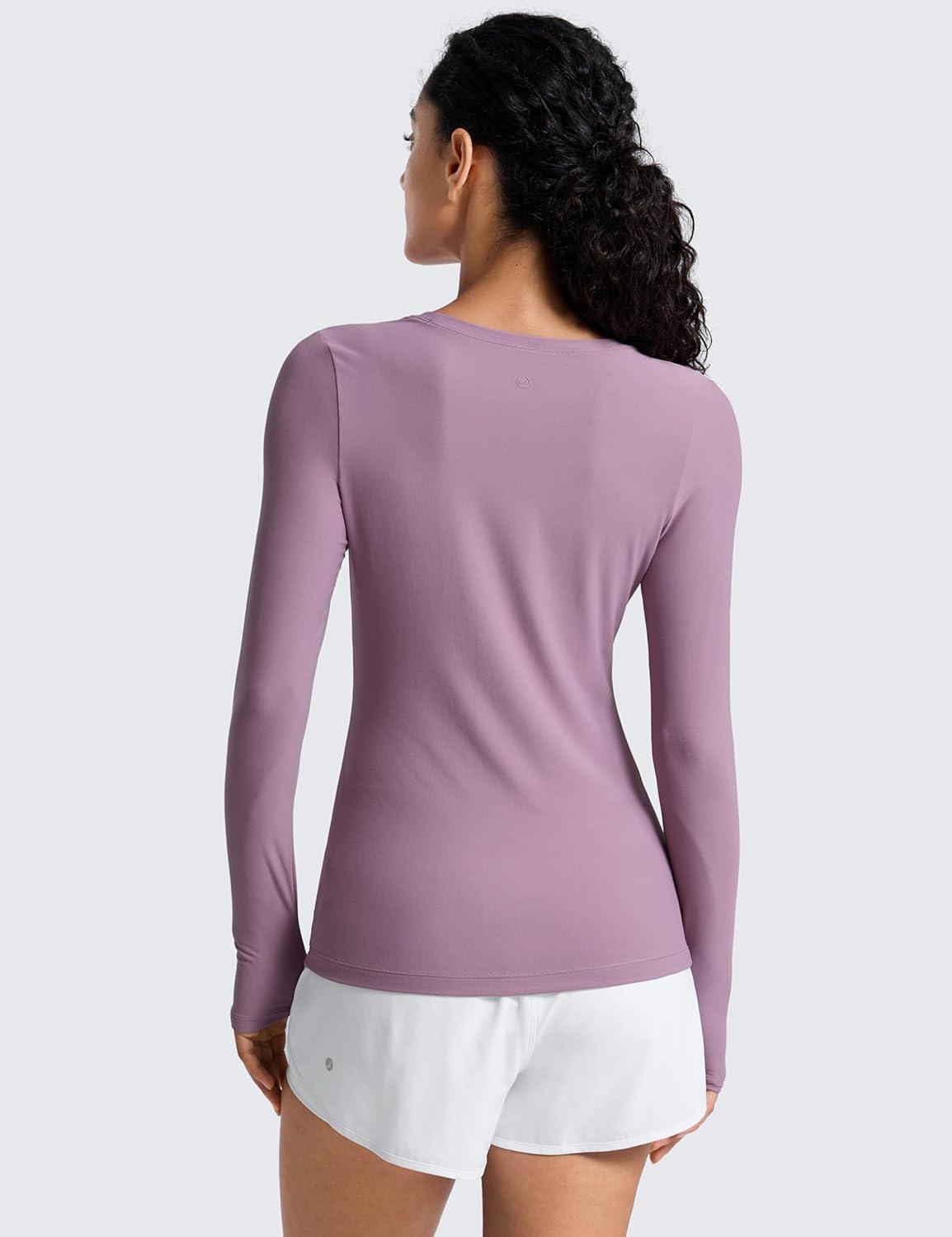 imageCRZ YOGA Womens Cloudweight Long Sleeve Workout Tops Lightweight Athletic Basic Shirts Soft Casual TShirt with Thumb HoleLight Lavender