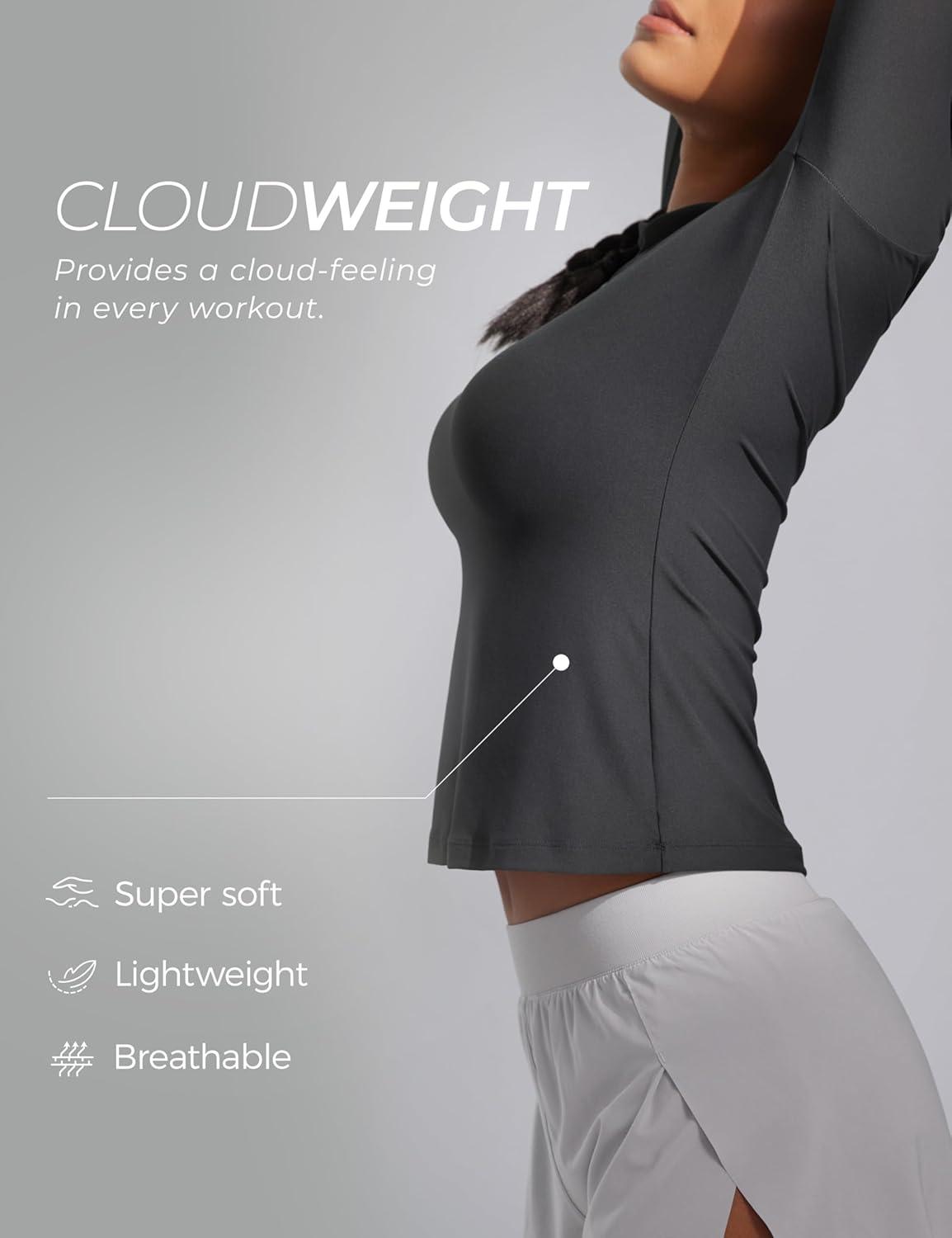 imageCRZ YOGA Womens Cloudweight Long Sleeve Workout Tops Lightweight Athletic Basic Shirts Soft Casual TShirt with Thumb HoleMysterious Grey