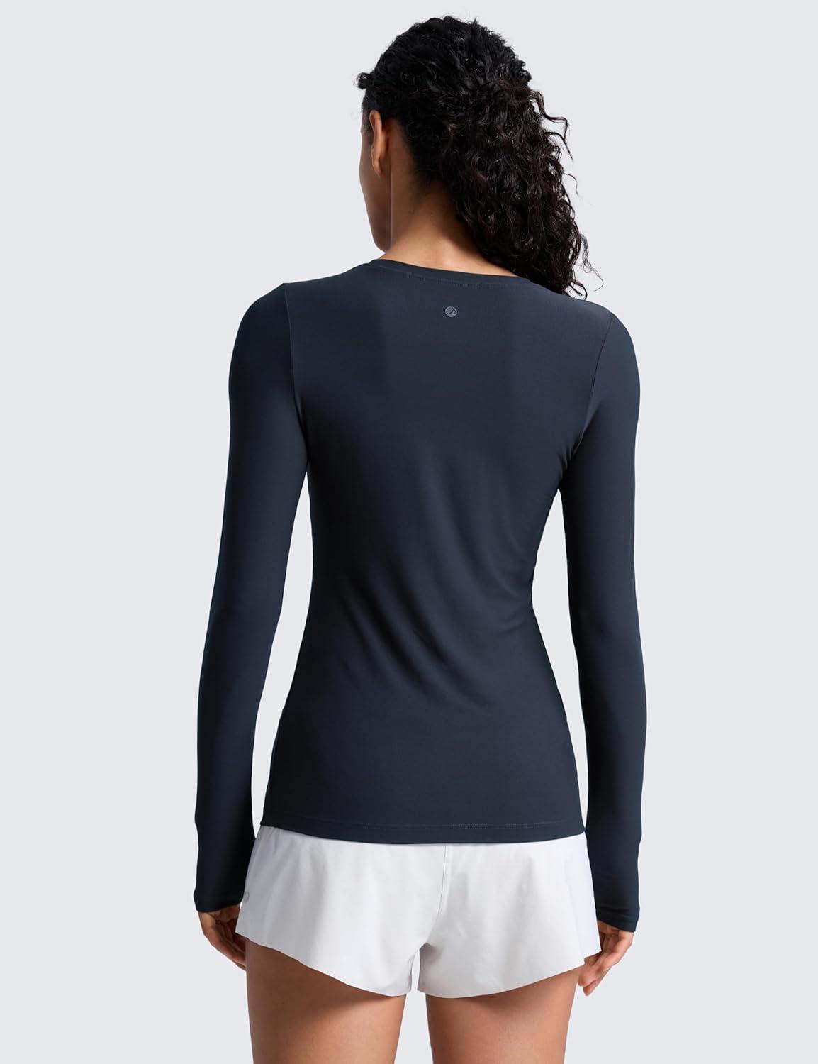 imageCRZ YOGA Womens Cloudweight Long Sleeve Workout Tops Lightweight Athletic Basic Shirts Soft Casual TShirt with Thumb HoleTrue Navy