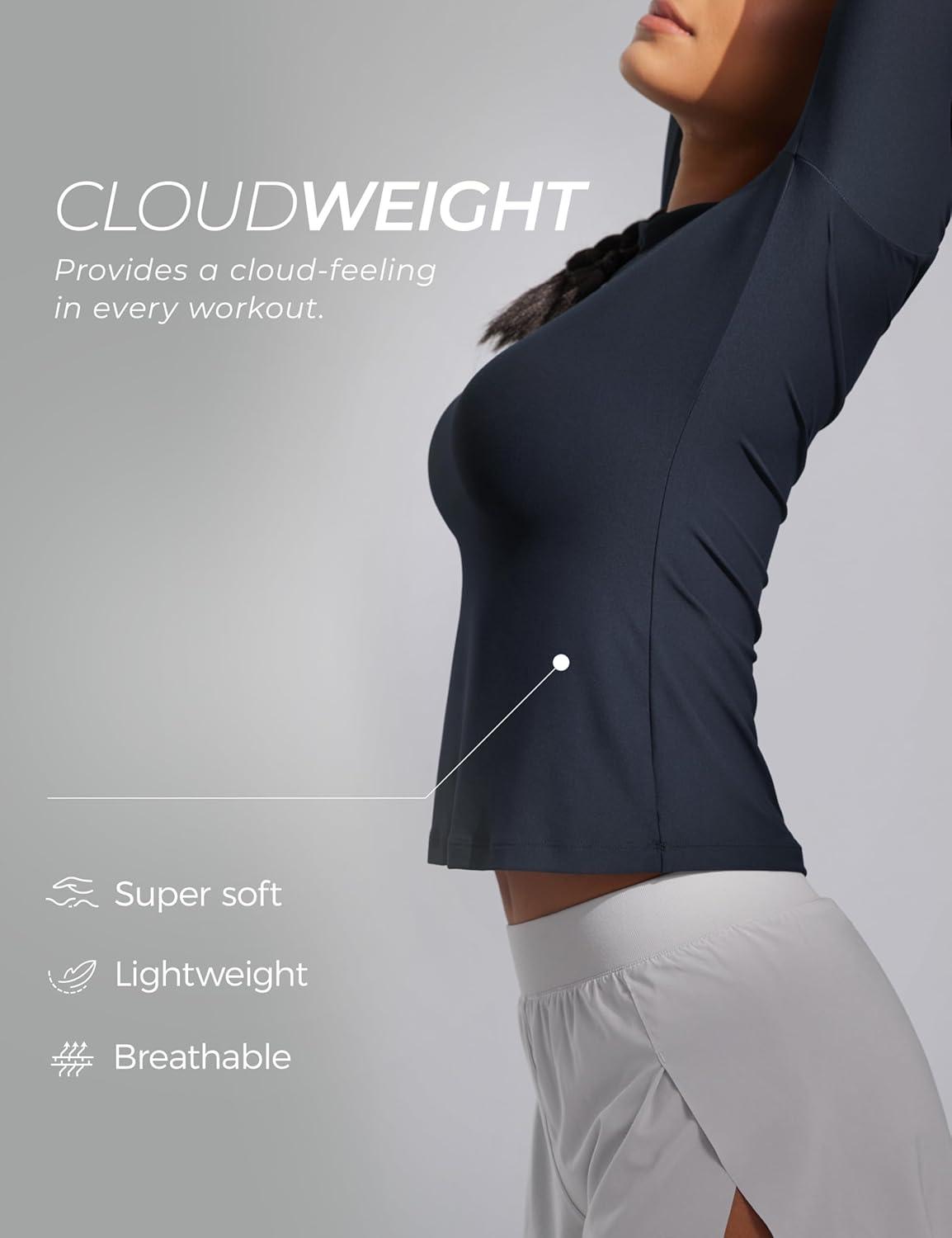 imageCRZ YOGA Womens Cloudweight Long Sleeve Workout Tops Lightweight Athletic Basic Shirts Soft Casual TShirt with Thumb HoleTrue Navy