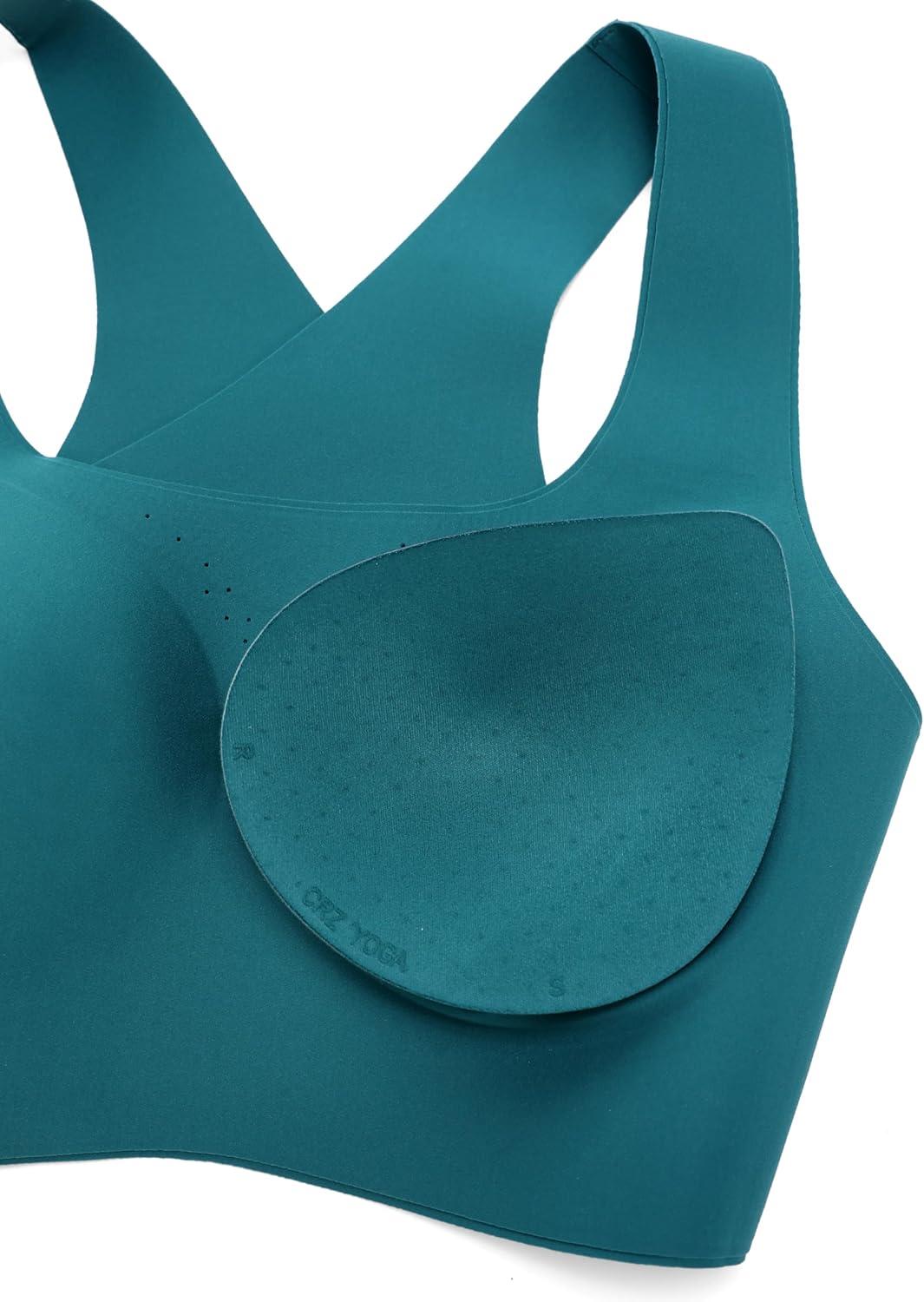 imageCRZ YOGA Womens Flex Sculpt Racerback Sports Bra U Neck Medium Impact Padded Wireless Workout Gym Crop TopGreen Jade